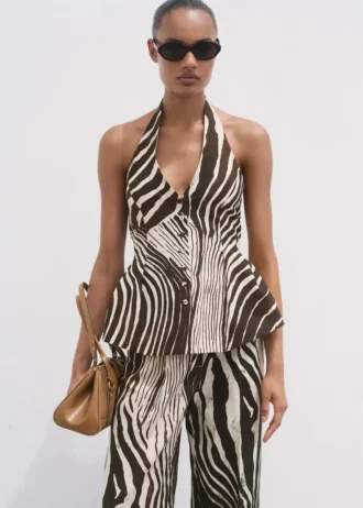 Kamizelka z lnu w zebry