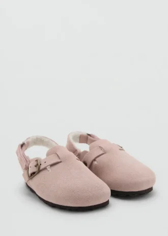 Klapki z owczej skóry z podszewką imitującą futro