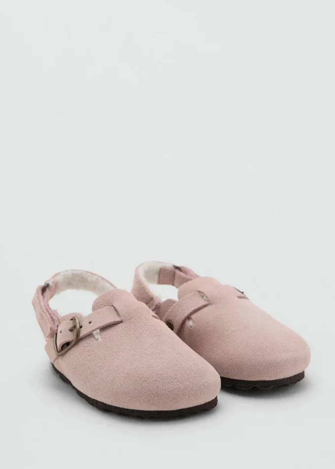 Klapki z owczej skóry z podszewką imitującą futro Klapki z owczej skóry z podszewką imitującą futro