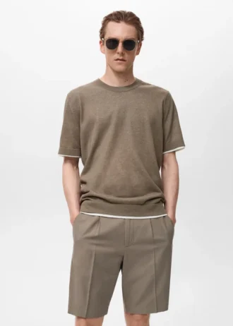 Kontrastowa koszulka z mieszanki bawełny