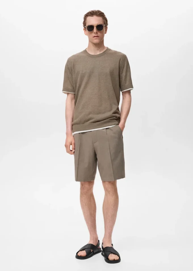 Kontrastowa koszulka z mieszanki bawełny Kontrastowa koszulka z mieszanki bawełny