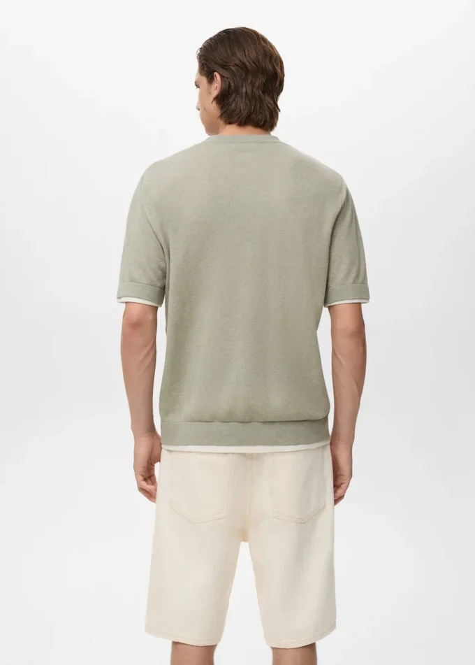 Kontrastowa koszulka z mieszanki bawełny Kontrastowa koszulka z mieszanki bawełny