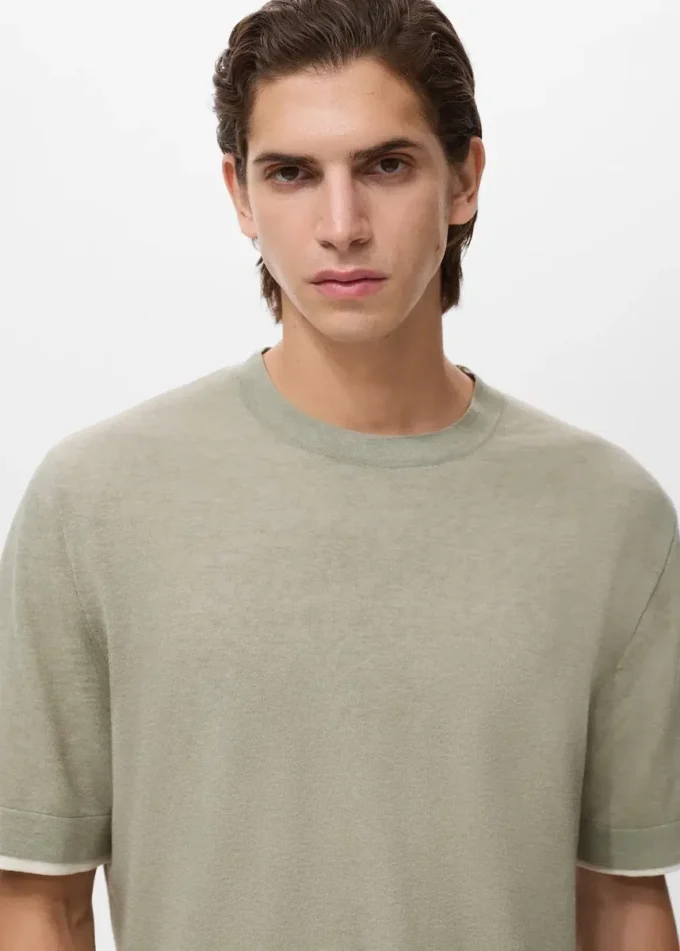 Kontrastowa koszulka z mieszanki bawełny Kontrastowa koszulka z mieszanki bawełny