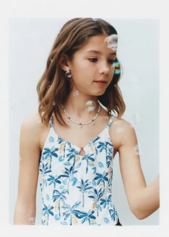 Kostium kąpielowy z tropikalnym nadrukiem