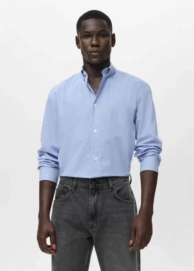 Koszula bawełniana w paski o regularnym kroju Koszula bawełniana w paski o regularnym kroju