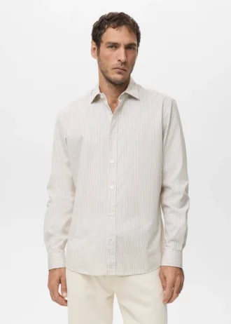 Koszula bawełniana w paski o regularnym kroju