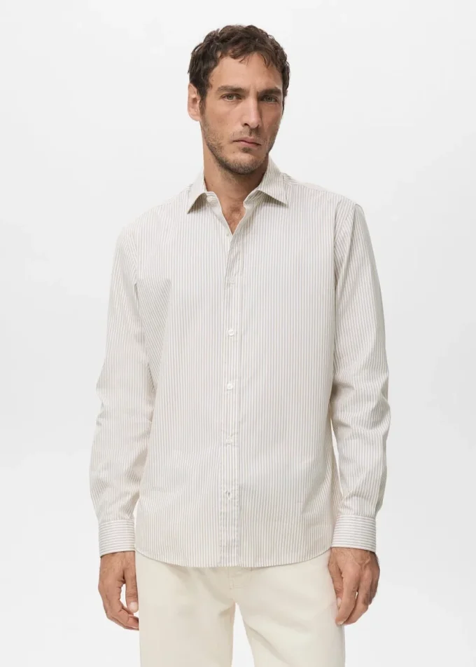 Koszula bawełniana w paski o regularnym kroju Koszula bawełniana w paski o regularnym kroju