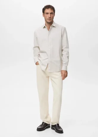 Koszula bawełniana w paski o regularnym kroju