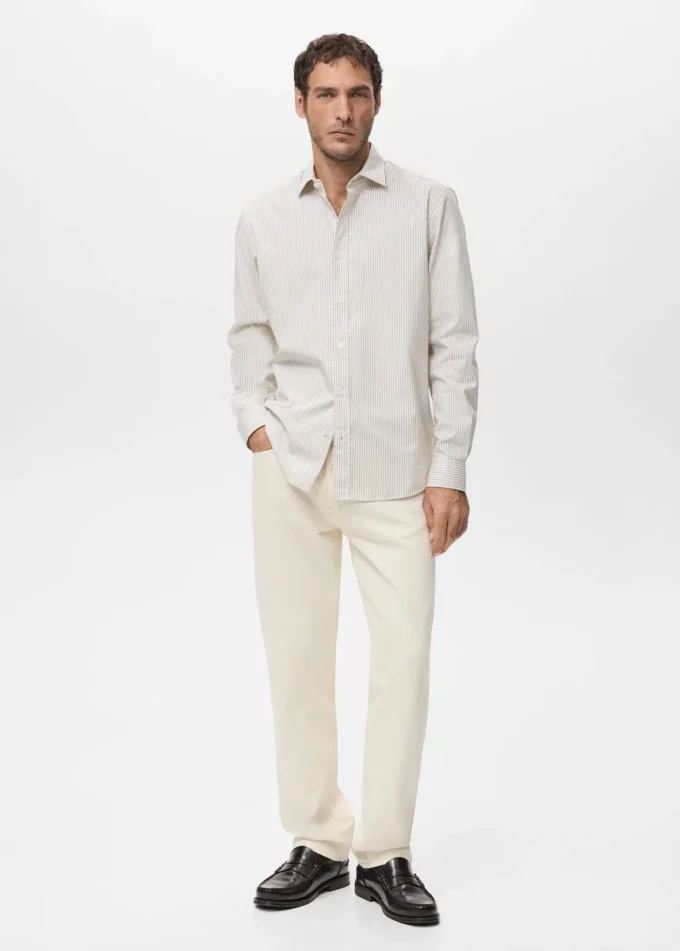 Koszula bawełniana w paski o regularnym kroju Koszula bawełniana w paski o regularnym kroju