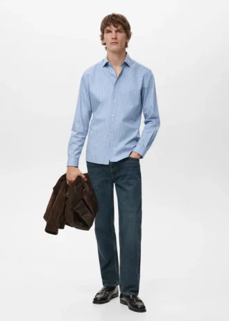 Koszula bawełniana w paski o regularnym kroju