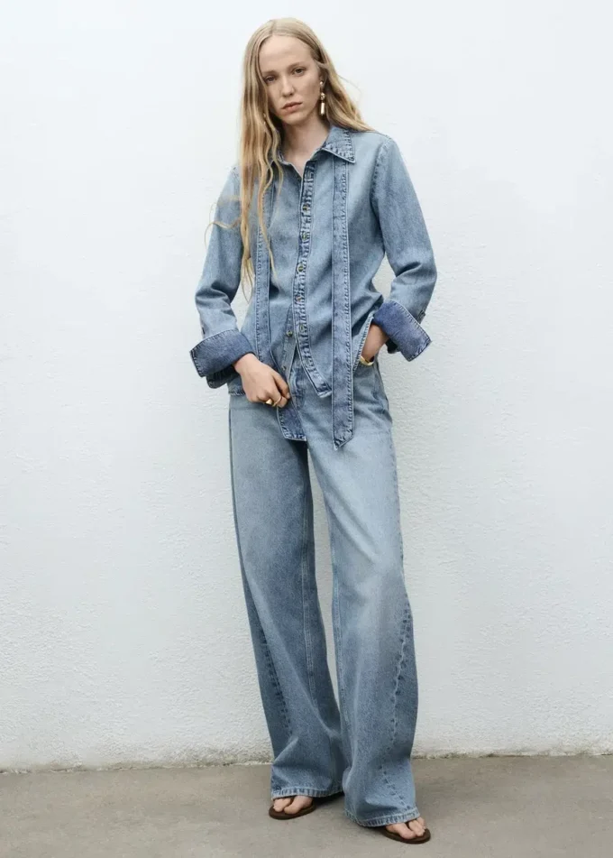 Koszula dżinsowa z kokardą Koszula dżinsowa z kokardą