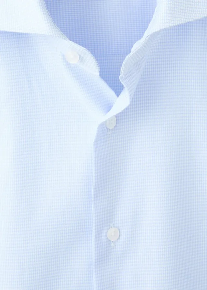 Koszula garniturowa o dopasowanym kroju z mikrodrukiem w prążki Koszula garniturowa o dopasowanym kroju z mikrodrukiem w prążki