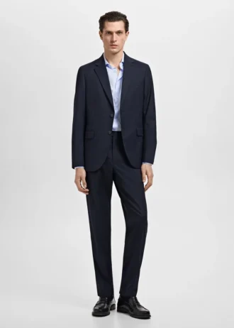 Koszula garniturowa o dopasowanym kroju z mikrodrukiem w prążki