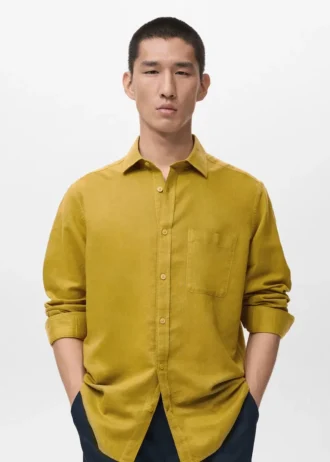 Koszula lniana z kieszeniami