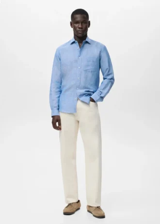 Koszula lniana z kieszeniami