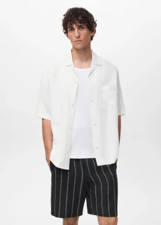 Koszula o regularnym kroju z mieszanki lnu Koszula o regularnym kroju z mieszanki lnu