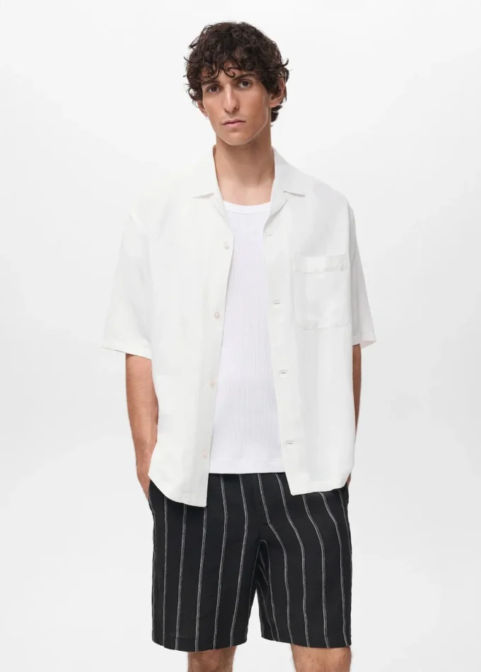 Koszula o regularnym kroju z mieszanki lnu Koszula o regularnym kroju z mieszanki lnu