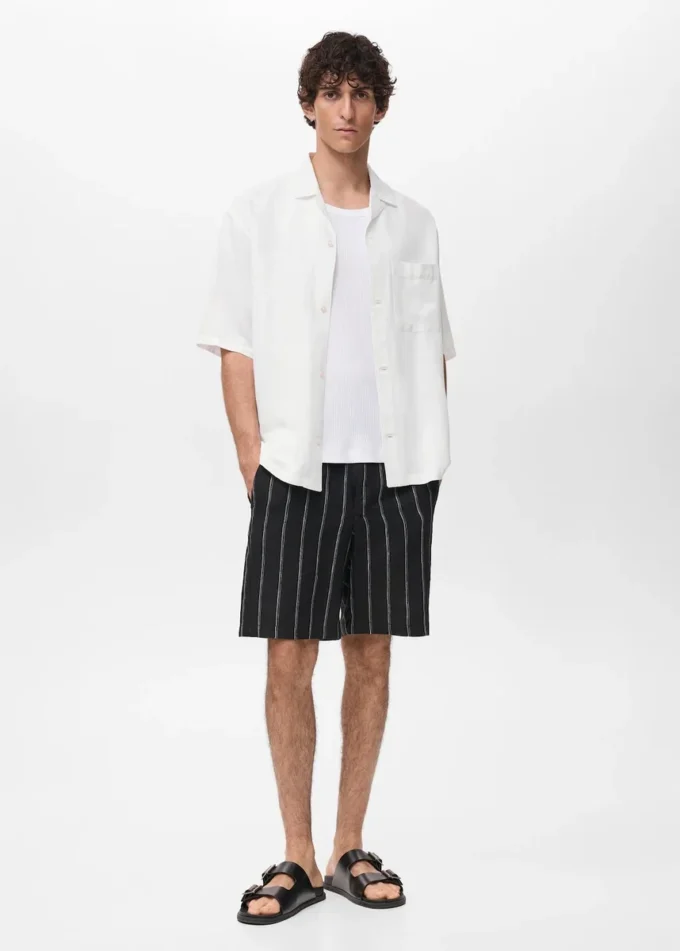 Koszula o regularnym kroju z mieszanki lnu Koszula o regularnym kroju z mieszanki lnu