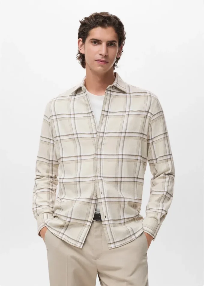 Koszula w kratę z 100% bawełny flanelowej Koszula w kratę z 100% bawełny flanelowej