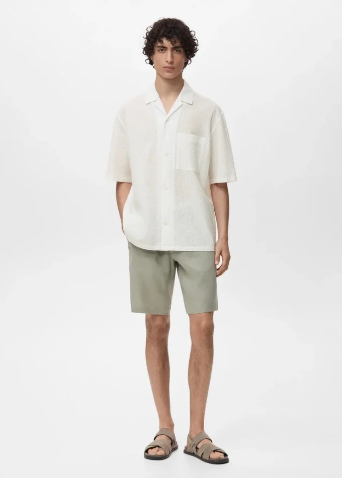 Koszula w prążki z efektem marszczenia Koszula w prążki z efektem marszczenia