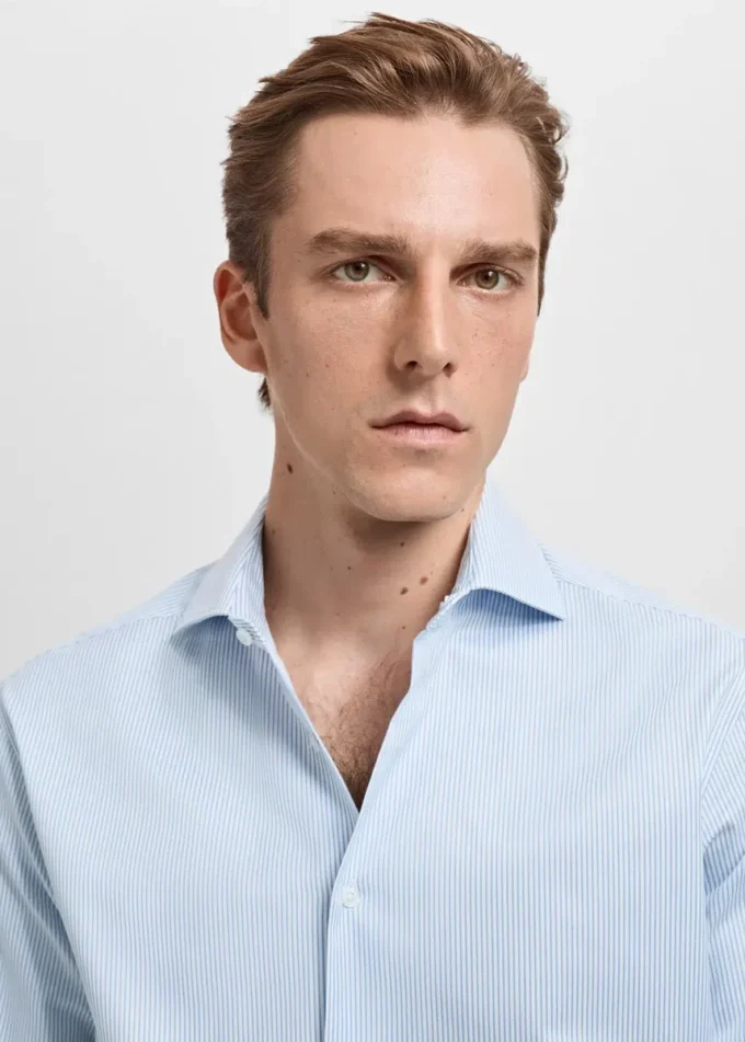 Koszula wizytowa z bawełny Giza o dopasowanym kroju w paski Koszula wizytowa z bawełny Giza o dopasowanym kroju w paski