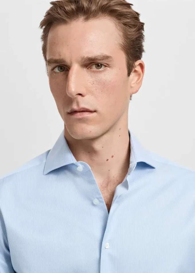 Koszula wizytowa z bawełny Giza o dopasowanym kroju w paski Koszula wizytowa z bawełny Giza o dopasowanym kroju w paski