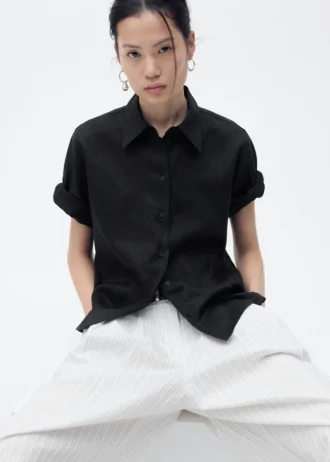 Koszula z krótkim rękawem z mieszanki lnu