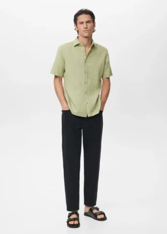 Koszula z krótkim rękawem z mieszanki lnu
