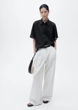 Koszula z krótkim rękawem z mieszanki lnu