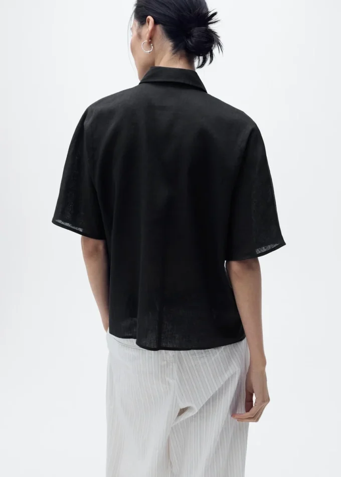 Koszula z krótkim rękawem z mieszanki lnu