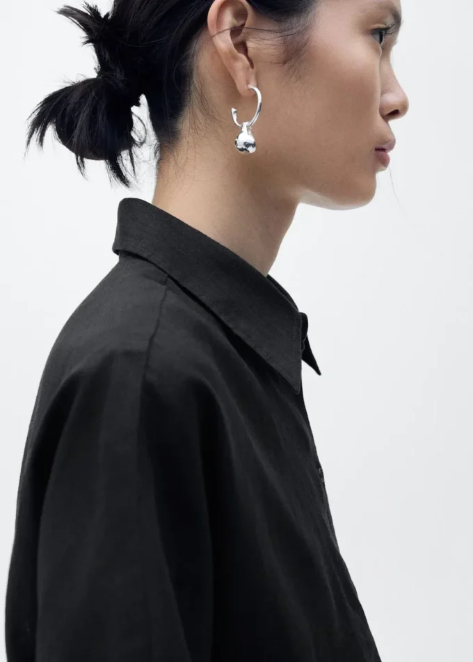 Koszula z krótkim rękawem z mieszanki lnu