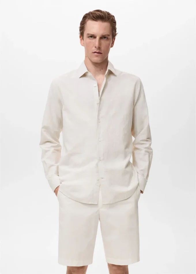 Koszula z mieszanki bawełny i lnu Koszula z mieszanki bawełny i lnu