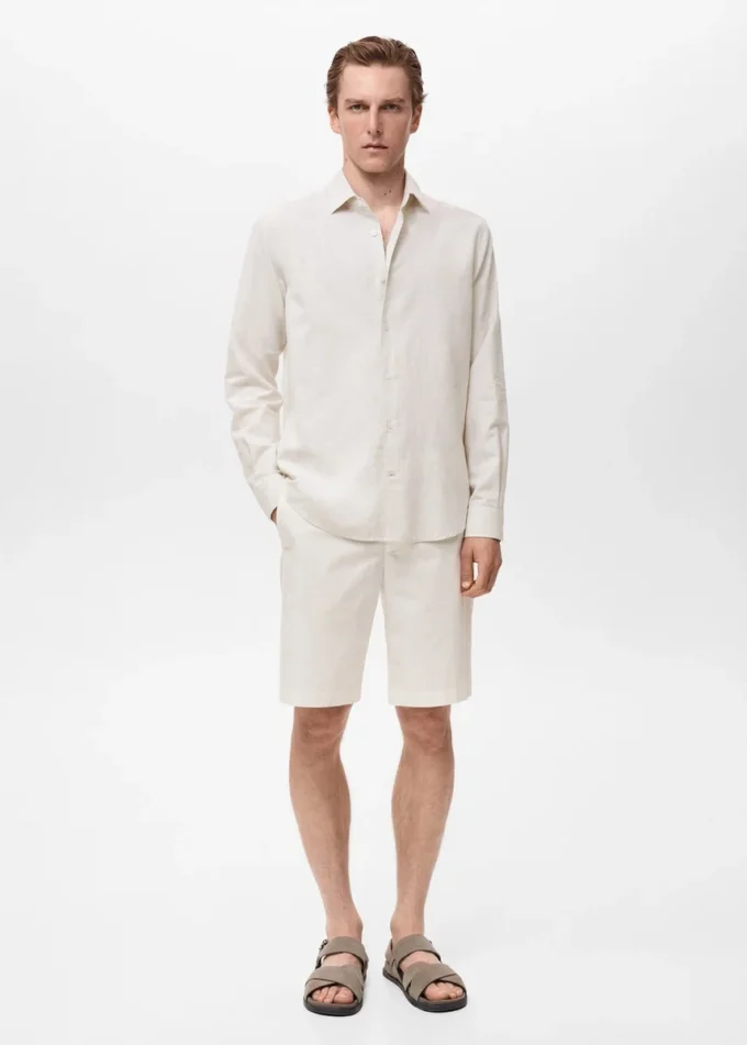 Koszula z mieszanki bawełny i lnu Koszula z mieszanki bawełny i lnu