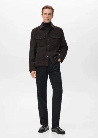 Koszula z mieszanki wełny w kratkę