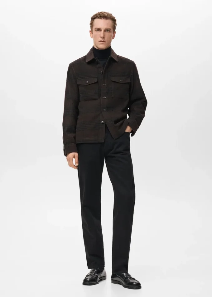 Koszula z mieszanki wełny w kratkę Koszula z mieszanki wełny w kratkę