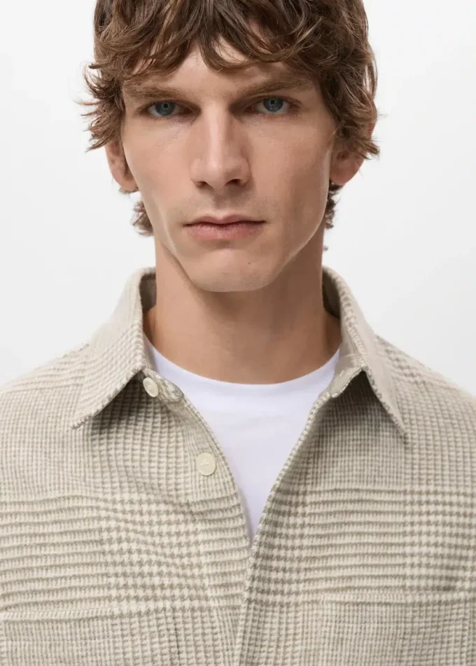 Koszula z mieszanki wełny w kratkę Koszula z mieszanki wełny w kratkę