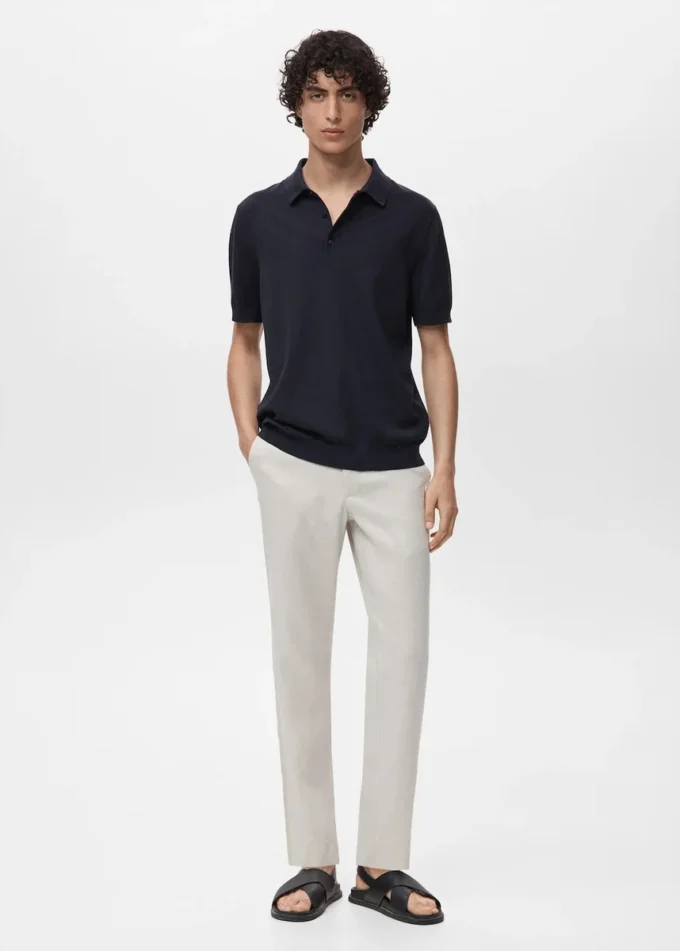 Koszulka polo z cienkiej dzianiny, 100% bawełna Koszulka polo z cienkiej dzianiny, 100% bawełna