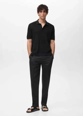 Koszulka polo z cienkiej dzianiny bawełnianej