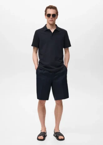 Koszulka polo z drobnym prążkowanym splotem