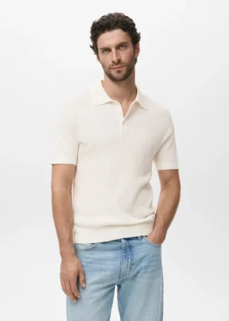 Koszulka polo z dzianiny prążkowanej