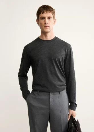 Koszulka slim fit z mieszanki wełny