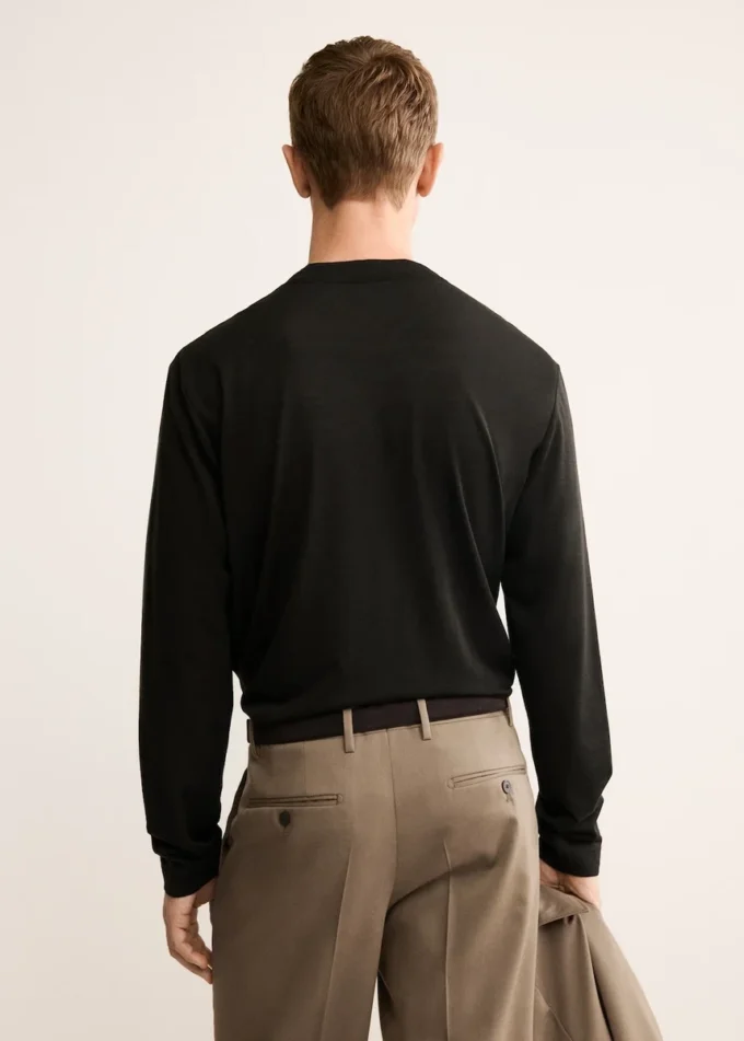 Koszulka slim fit z mieszanki wełny Koszulka slim fit z mieszanki wełny