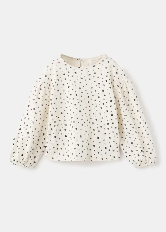 Koszulka w kwiatowy wzór z prążkowanej dzianiny Koszulka w kwiatowy wzór z prążkowanej dzianiny