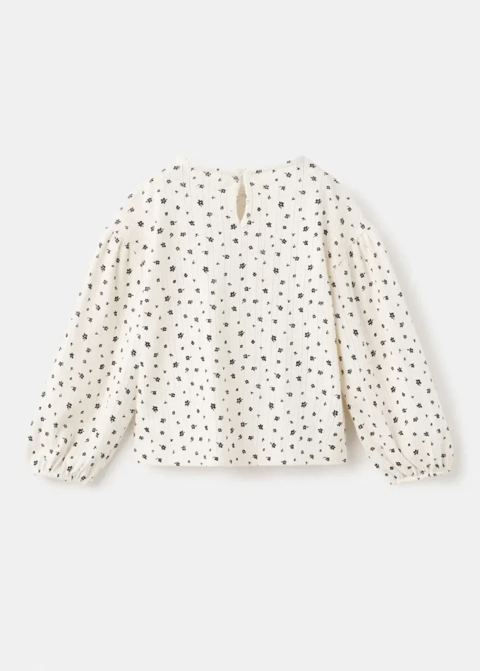 Koszulka w kwiatowy wzór z prążkowanej dzianiny Koszulka w kwiatowy wzór z prążkowanej dzianiny