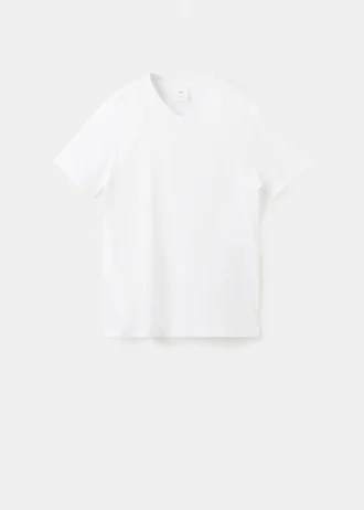 Koszulka z dekoltem w serek, 100% bawełna, dopasowany krój