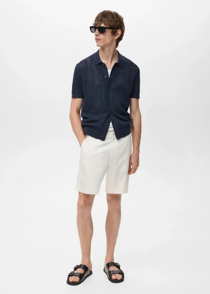 Koszulka z dzianiny w paski z koronkowym wzorem Koszulka z dzianiny w paski z koronkowym wzorem