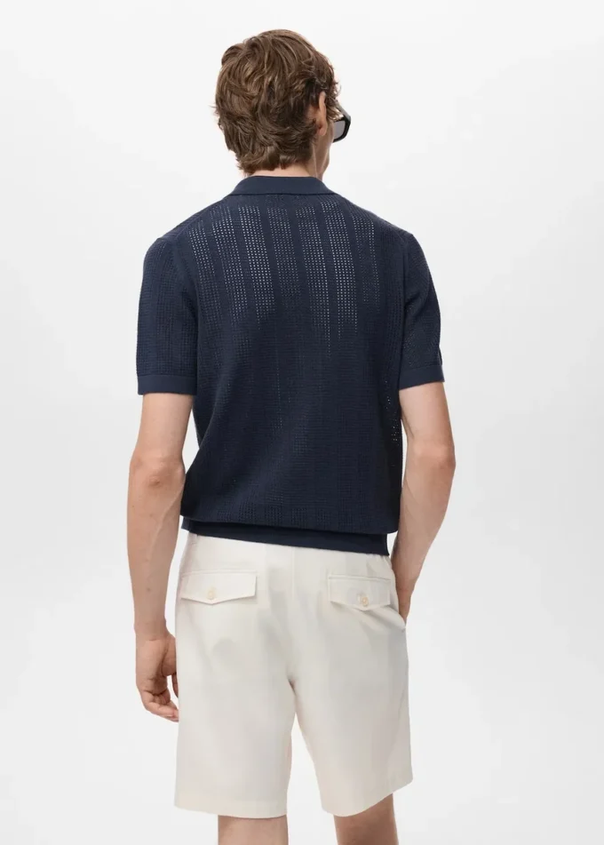 Koszulka z dzianiny w paski z koronkowym wzorem Koszulka z dzianiny w paski z koronkowym wzorem