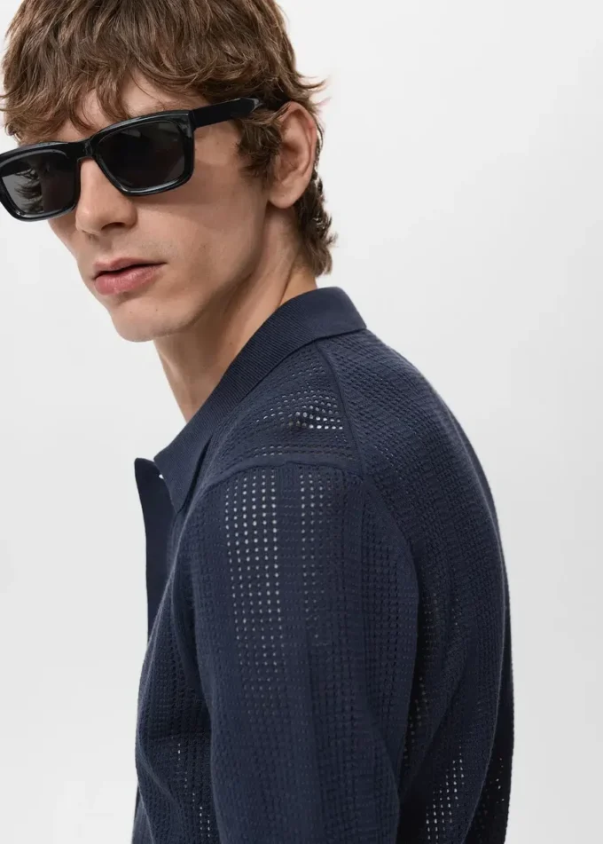 Koszulka z dzianiny w paski z koronkowym wzorem Koszulka z dzianiny w paski z koronkowym wzorem