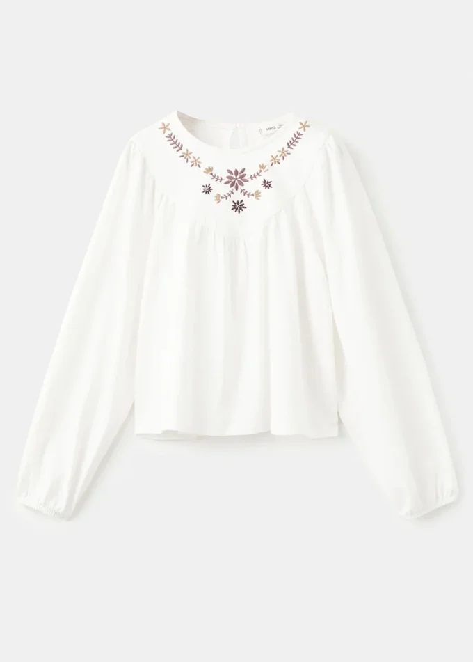 Koszulka z haftowanym kwiatowym wzorem Koszulka z haftowanym kwiatowym wzorem