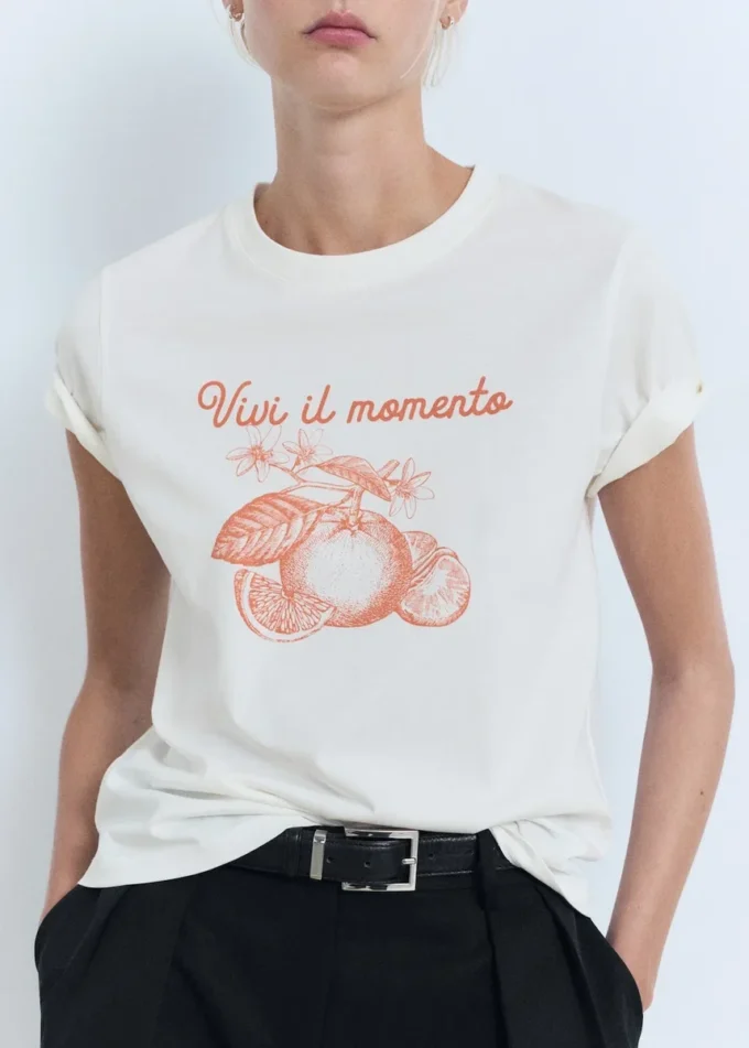 Koszulka z mieszanki bawełny z nadrukiem Koszulka z mieszanki bawełny z nadrukiem